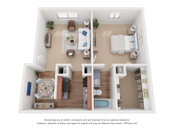 a 1 bedroom floor plan with a bathroom and a living room at Avery Trace, Port Arthur, TX, 77642
