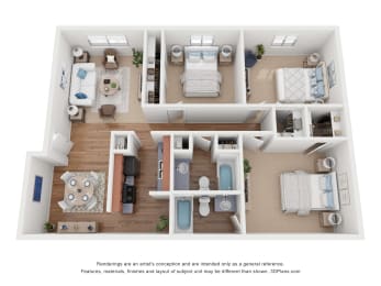a 3 bedroom floor plan is shown in this rendering at Avery Trace, Port Arthur, TX, 77642