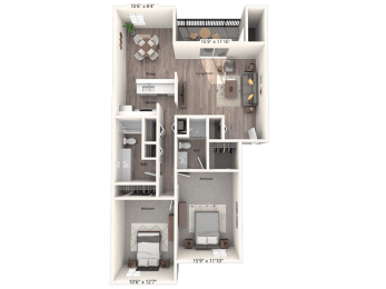 The Caribbean Floor Plan at Lakeside Villas, Orlando, FL 32817