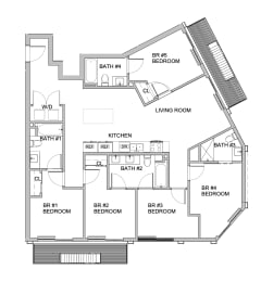 a floor plan of a house with bedrooms and a living room