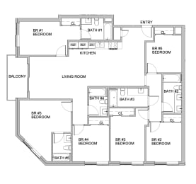 a floor plan of a house with bedrooms and a living room