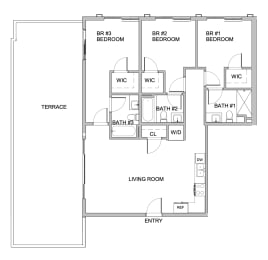 a floor plan of a house with a bedroom and a living room