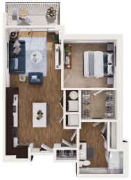 Foxglove Floor Plan at Hamilton at Eagleview, offering 1 bedroom, 1 bathroom, and modern living spaces in Exton, PA 19341