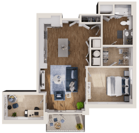 Geranium Floor Plan at Hamilton at Eagleview, featuring 1 bedroom, 1 bathroom, and a den for versatile living in Exton, PA 19341