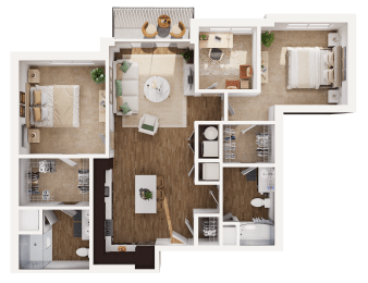 Daffodil Floor Plan at Hamilton at Eagleview, featuring 2 bedrooms, 2 bathrooms, and a corner den for added versatility in Exton, PA