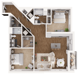 Chrysanthemum Floor Plan at Hamilton at Eagleview, featuring 2 bedrooms, 2 bathrooms, and spacious living areas in Exton, PA 19341