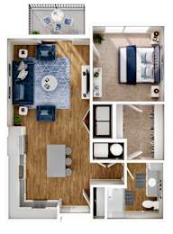 A floor plan of a house with a kitchen, living room, dining room, and bathroom.