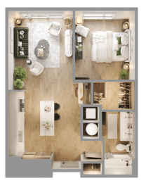1 Bed 1 Bath Premium Floor Plan at Bemiston Place Apartments, Clayton, MO