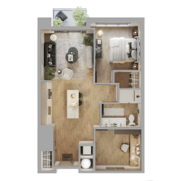 a floor plan of a house with a bedroom and a bathroom at Bemiston Place Apartments, Clayton