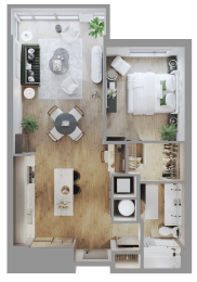a floor plan of a house with a bedroom and a living room at Bemiston Place Apartments, Clayton, MO 63105