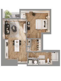 a floor plan of a house with a bedroom and a living room at Bemiston Place Apartments, Clayton, MO