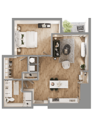 a floor plan of a house with a bedroom and a living room at Bemiston Place Apartments, Clayton, 63105