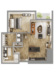 a floor plan of a house with a bedroom and a bathroom at Bemiston Place Apartments, Clayton, MO