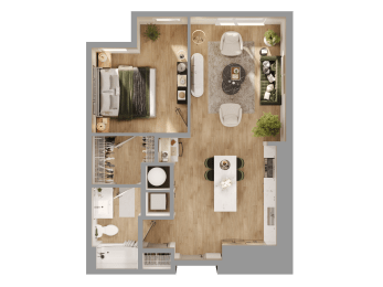 a floor plan of a house with a bedroom and a living room at Bemiston Place Apartments, Clayton
