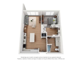 1 bed 1 bath A6A ADA Floor Plan at 2200 LaSalle, St Louis, Missouri