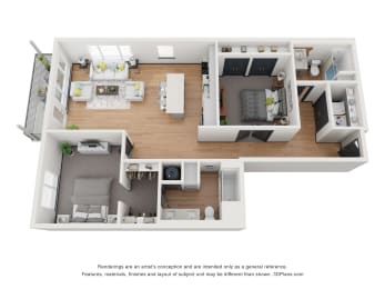 2 bed 2 bath B7 Floor Plan at 2200 LaSalle, Missouri, 63104