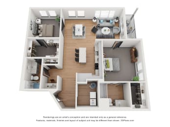 2 bed 2 bath B8 Floor Plan at 2200 LaSalle, St Louis, MO, 63104