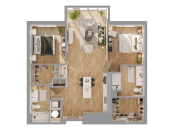 a floor plan of a house with a bedroom and a living room at Bemiston Place Apartments, Clayton, 63105
