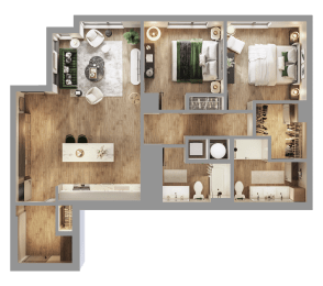 a floor plan of a house with a bedroom and a bathroom at Bemiston Place Apartments, Clayton Missouri