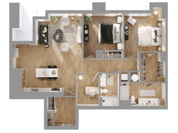arial view of a floor plan of a house at Bemiston Place Apartments, Clayton