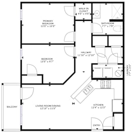 A black and white floor plan of a house with labeled rooms.