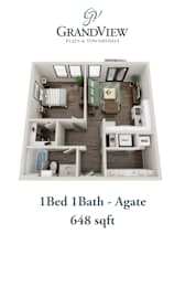 1 bed 1 bath B at GrandView Flats and Townhomes, Indiana