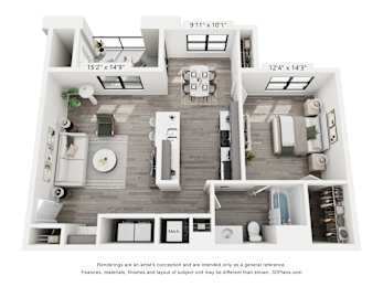 1B Floorplan at Artisan, Illinois, 62269