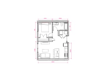 Chicago II - South A4a 1x1 Floor Plan at Expo at Forest Park, St. Louis