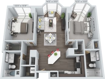 2 bed 2 bath Maryland Floor Plan at Clayton On The Park, Clayton, Missouri