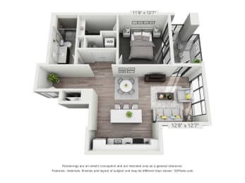 Boyle 1 bed 1 bath G at The Euclid, St Louis, MO, Missouri