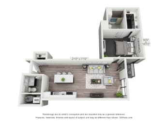1 bed 1 bath D at The Elle on Lockwood Apartments, Webster Groves, Missouri