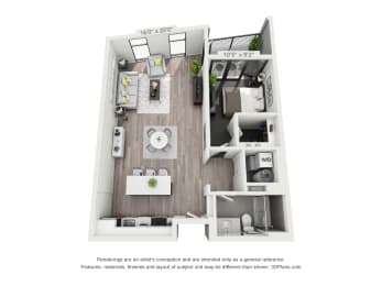 1 bed 1 bath C at The Elle on Lockwood Apartments, Webster Groves, 63119