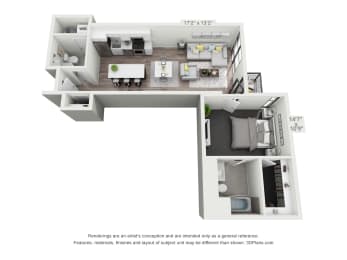 1 bed 1 bath B at The Elle on Lockwood Apartments, Webster Groves, MO