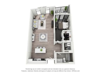1 bed 1 bath A at The Elle on Lockwood Apartments, Webster Groves, MO, 63119