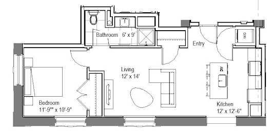 A2 Floor Plan at The Georgian Apartments, St Louis, MO