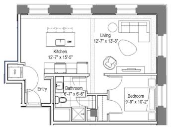 GE 109 Floor Plan at The Georgian Apartments, St Louis