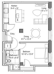 GE Thomson Floor Plan at The Georgian Apartments, St Louis, MO