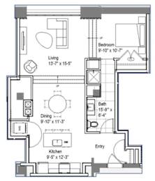 GW 104 Floor Plan at The Georgian Apartments, St Louis