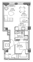 GW Garrett Floor Plan at The Georgian Apartments, St Louis, MO, 63104