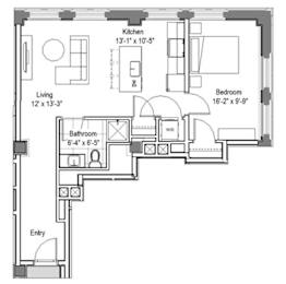 GW Greenfield Floor Plan at The Georgian Apartments, St Louis, MO