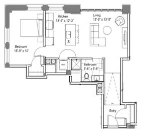 GW Helen Floor Plan at The Georgian Apartments, St Louis, Missouri