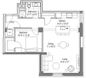 GW Sheldon Floor Plan at The Georgian Apartments, Missouri