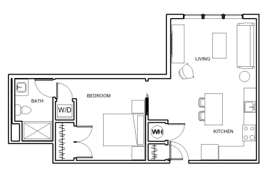 1 bed 1 bath Brunswick Floor Plan at Hibernia Apartments, Missouri, 63139
