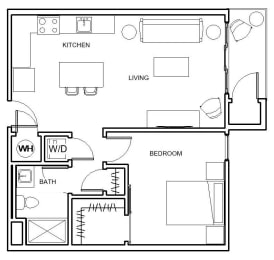 1 bed 1 bath Emerald Floor Plan at Hibernia Apartments, St Louis, MO