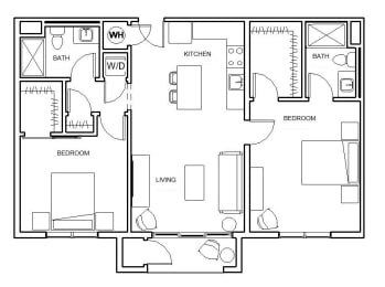 2 bed 2 bath Forest Floor Plan at Hibernia Apartments, St Louis, Missouri