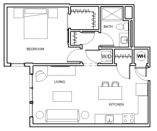 1 bed 1 bath Verde Floor Plan at Hibernia Apartments, St Louis, 63139