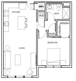 1 bed 1 bath Wexford Floor Plan at Hibernia Apartments, St Louis, MO, 63139