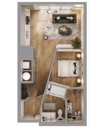 1 Bed 1 Bath Premium Floor Plan at Bemiston Place Apartments, Clayton, 63105