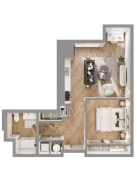 a floor plan of a house with a bedroom and a bathroom at Bemiston Place Apartments, Clayton, 63105