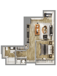 a floor plan of a house with a bedroom and a bathroom at Bemiston Place Apartments, Clayton, MO